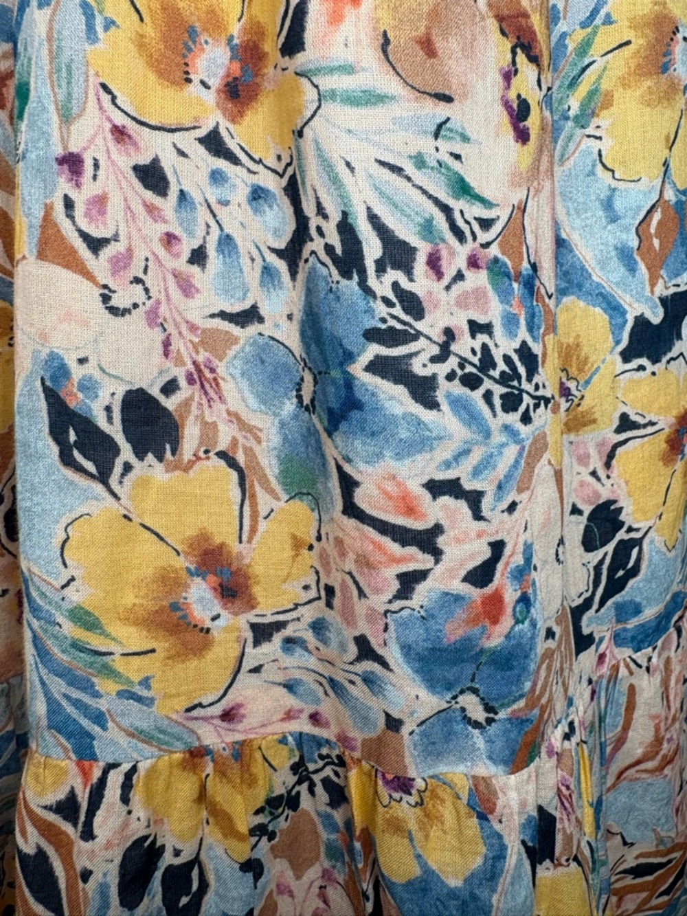 J. Jill Floral Sleeveless Maxi Dress in Yellow, Blue & Cream - Picture 13 of 15